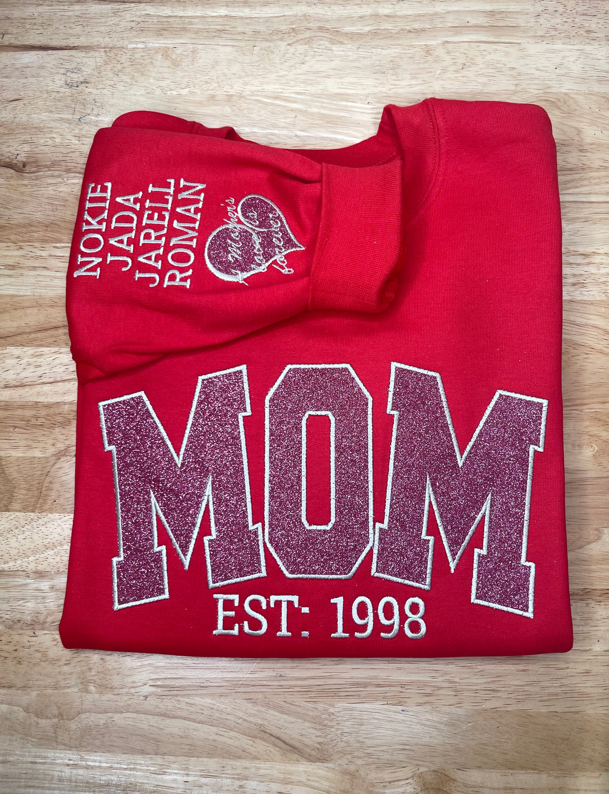 Mom Glitter Embroidered Sweatshirt