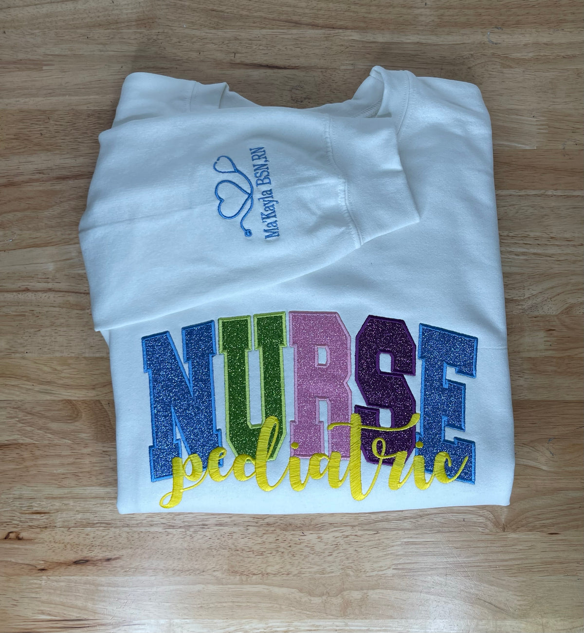 Nurse Glitter Embroidered Sweatshirt